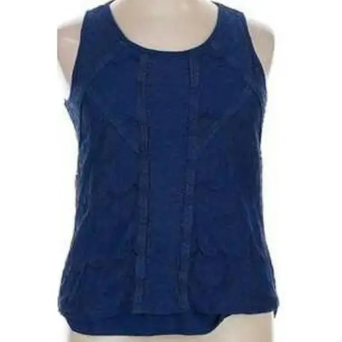 Signature Studio Midnight Blue Lace Overlay Tank Top Womens M Coquette Y2K Style Cottage Core