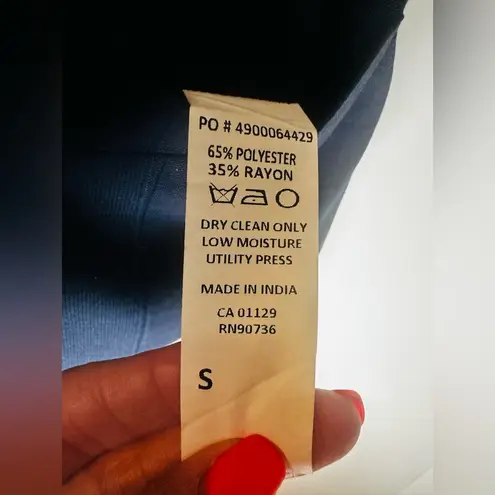 Navy Blue Plaid 5 Button Front Poly Rayon Blend Tailored Suit Vest