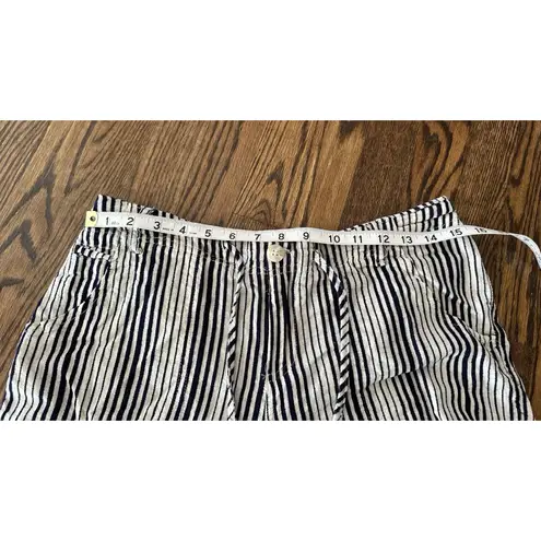 Just living Linen Blend Wide Leg Pants Sz Large Blue White Striped Coastal Pant