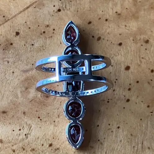 Natural Vermelho Red Garnet Sterling Silver Cocktail Ring Size 5.75