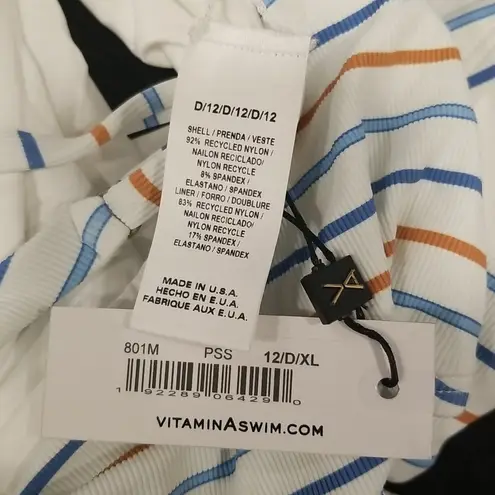 Vitamin A ππ Yasmeen One Piece Swimsuit ~ Palm Springs Stripe 12 D XL NWT