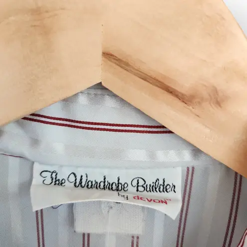 American Vintage Vintage The Wardrobe Builder White Silver Red Striped Button Down Shirt L