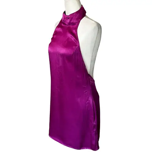 SNDYS x REVOLVE Halter Mini Dress in Purple Large New Womens Satin Backless