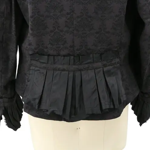 NWT Craig Signer Lined Floral Damask Raw Edge Taffeta Trim Evening Jacket Black Size L