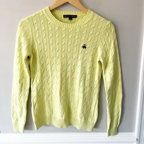 Brooks Brothers Cable Knit Pullover Lime Green Crewneck Sweater Size Small