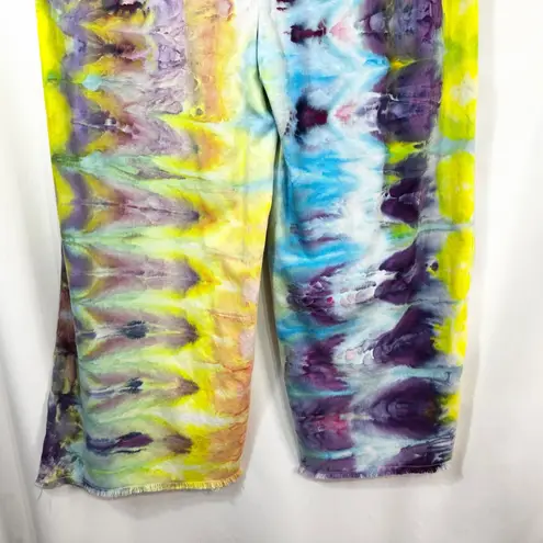Rafaella XL Cropped Pants Handmade Tie Dye Elastic Pull On Palazzo Blue 544