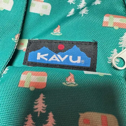 KAVU Rope Sling Bag One of a Kind Teal Camping Print Crossbody Backpack