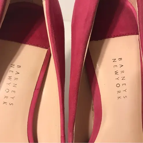 barney's new york BARNEY’S NEW YORK magenta suede platform pump heels peep toe size 8 1/2