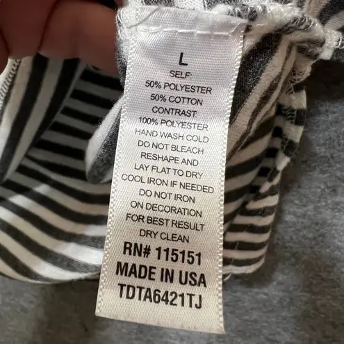 Romeo + Juliet Couture Stripe Lace Sleeve Top Large Boho Made in USA Gray