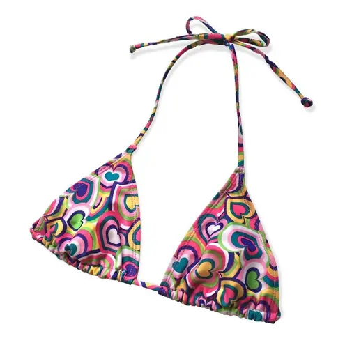 🔃Neon Heart Print String Bikini Swimsuit Top