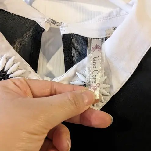 Uno Core Black Transparent Fabric Blouse and Stones. Size 2