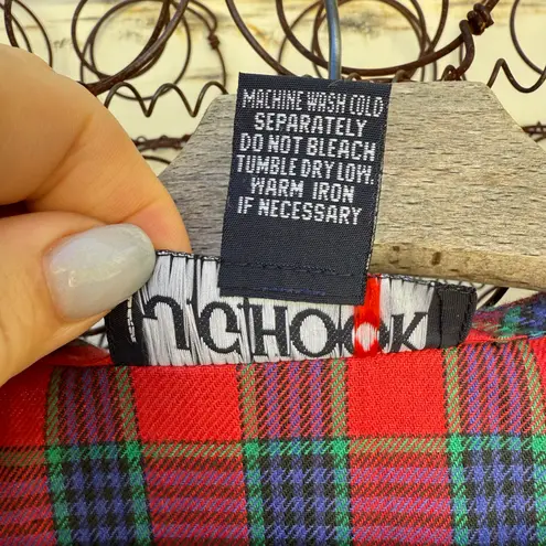 Vintage 90s JG Hook Red Blue Green Plaid Christmas Wrap Tank Dress Teacher 12