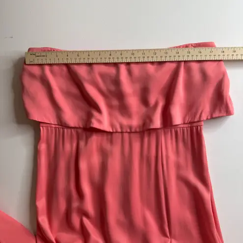 Lovers + Friends NWT Anzen Gown Sz Large Coral Pink Strapless Maxi Slit Wedding