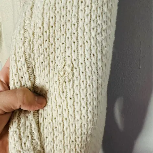 LOUNA Ivory Embroidered Puff Sleeve Floral Chunky Knit Sweater Size Small