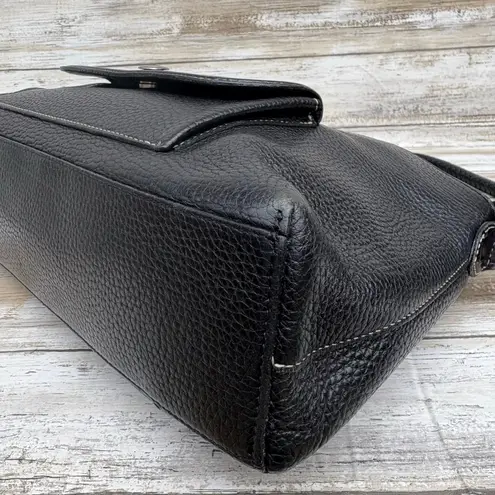 Brighton  Pebbled Leather Purse Shoulder Bag Black Braided Heart Classic Boho Y2K