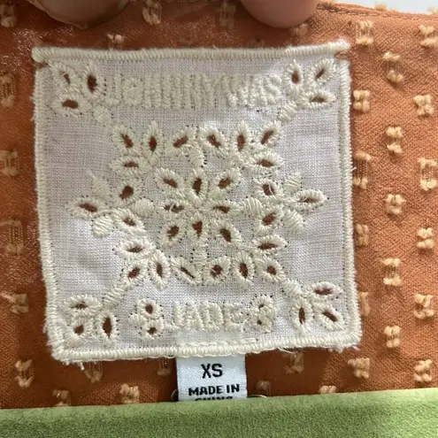 Johnny Was NWT Archer Flare Short Sleeve V-Neck Orange Margo Blouse Sz XS