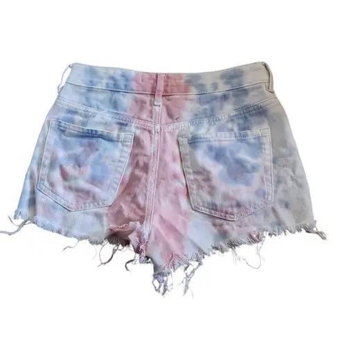 PacSun ‎ High Rise Festival Tie Dye Denim Shorts Distressed Frayed Hem Size 25