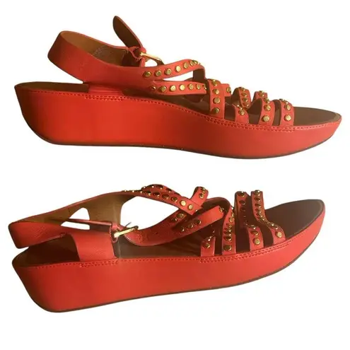 FitFlop Naia Rocketed Passion Red with Gold Studs Sandals