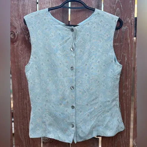Valerie Stevens Light Green & Blue Paisley Silk Top Women’s Size 10