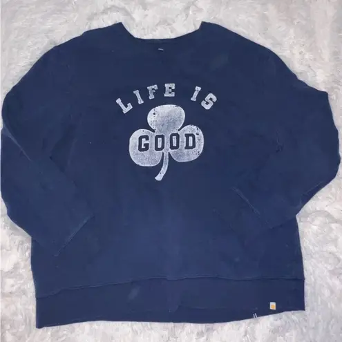 Life is Good  Clover Lucky Crewneck Sweatshirt Navy Blue size XXL Plus Size