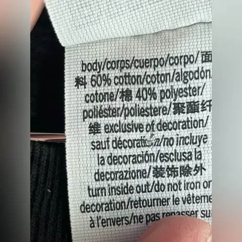 PINK - Victoria's Secret PINK Sweatshirt Black with Silver Glitter Graphic front Crew Neck Long Sleeves M