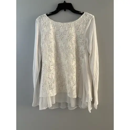 Sundance Crochet Top Size M White Layered Tunic Fairy Boho Whimsy Coquette Size M