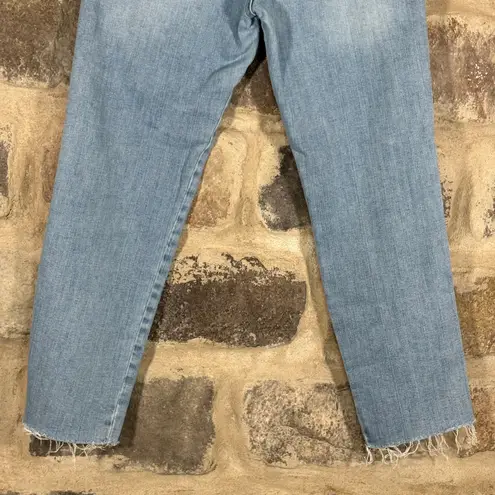 Frame Le Sylvie Crop Jeans Light Wash Raw Hem Size 30