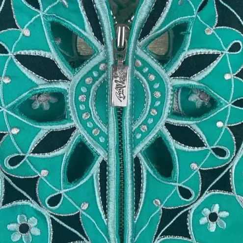 Bob Mackie Jacket 2X Vintage Cutout Embroidery Evening Green Dollywood Plus Size