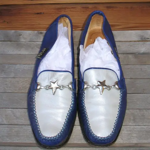 Vintage Blue  Silver Loafers