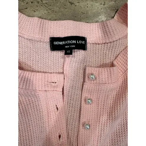 Generation Love Puff sleeve Waffle Knit Long Sleeve Pink top size XS