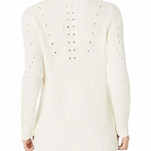 Kensie  Sweater‎ Size Small Pointelle Knit Turtleneck Pullover in Vanilla Cozy