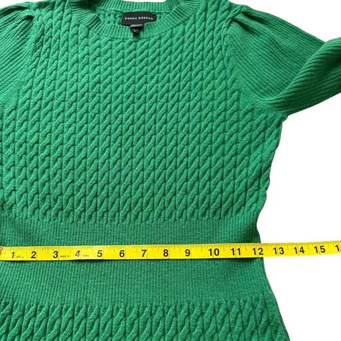 Donna Morgan Cable Knit Sweater Dress Large Hunter Green Dolman Sleeve Bodycon