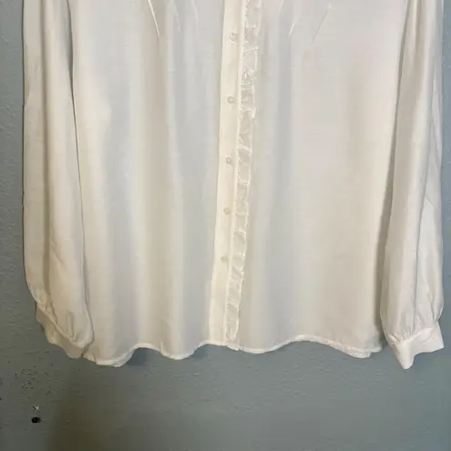 NWT Goelia Diacetate Ruffle Collar Button Down Shirt White Size 6 Cottagecore