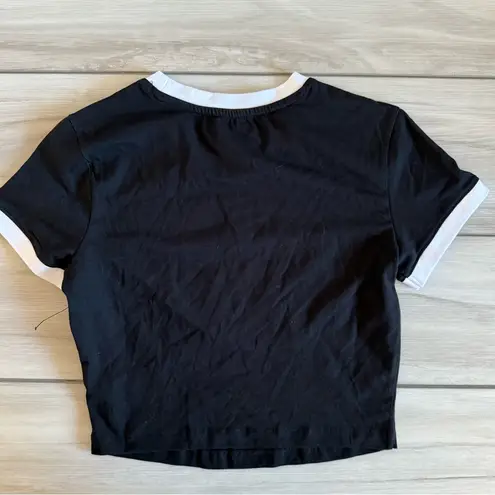 True Religion  Ringer Baby Tee with Crystal Logo Black Small NWOT