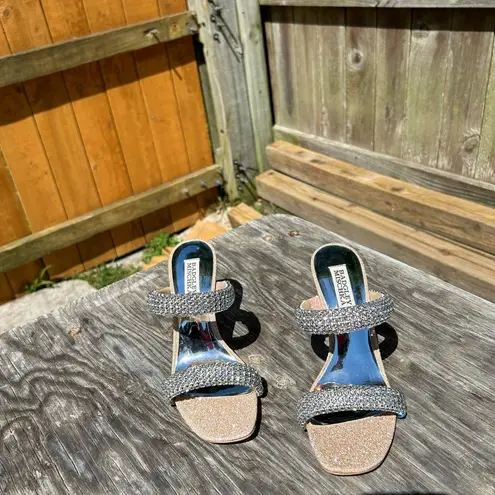 Badgley Mischka - Sade Jeweled Double-Band Stilettos‎ Heels 7 rhinestone gold