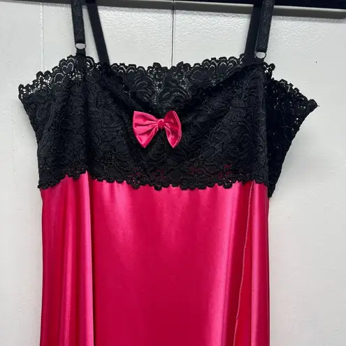 Women's Lace Fuchsia Pink & Black Cami Night/Sleep Dress Size Small