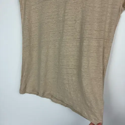 Neiman Marcus Majestic Paris for Linen Short Sleeve Top Sz Medium Tan Beige