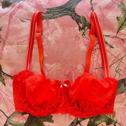Chantelle bright red lace underwire bra