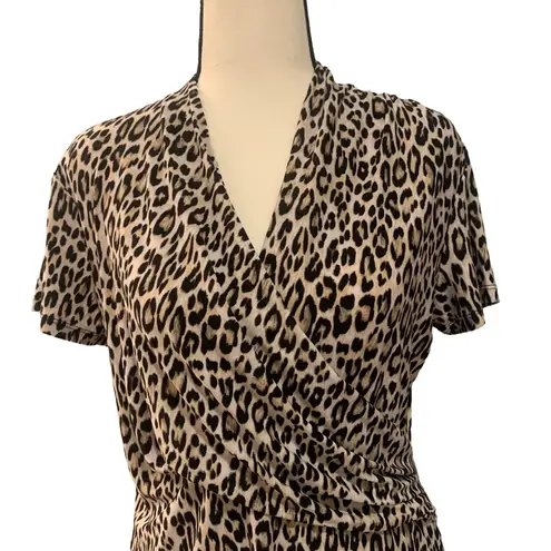 T Tahari  | Animal print wrap style shirt