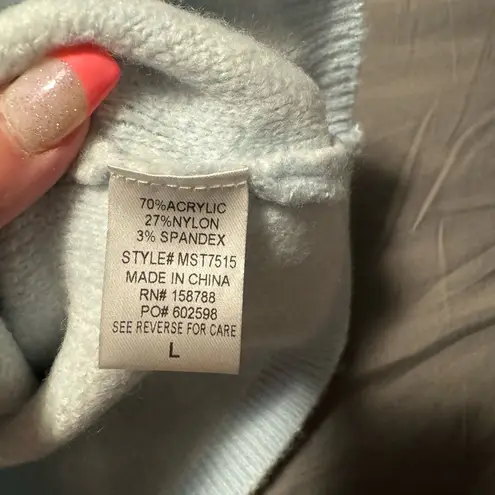 Plaid Knit Skirt in Blue and Cream Size L