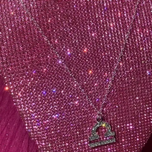 Boutique NEW Bling Libra Sterling Silver 925 Necklace Zodiac Sign Horoscope Astrology Goth Egirl