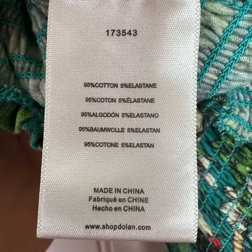 Dolan Anthropologie Left Coast Smocked Puff Sleeve Toucan Tropical Size Large