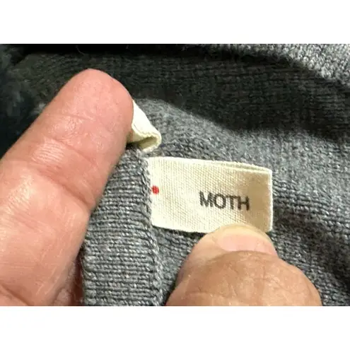 Anthropologie Moth Drawing Room Pullover Silver Foil Printed Top Shirt Size L Size L