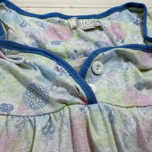 Lati Fashion Blue Pink Green Floral White Babydoll Nightgown XXL Plus Size Sleep - Image 3