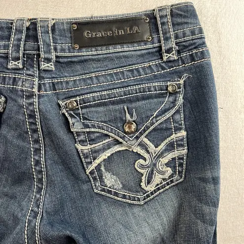 GRACE IN LA Jrs 11 Jeans Low Rise Straight Leg Denim Stretch Grunge Festival