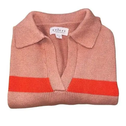 Velvet by Graham & Spencer Women's Lucie Sweater Striped Size XS pink/flame Pink