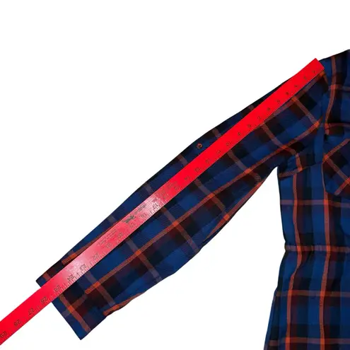 Skies Are Blue Flannel Shirt Dress Size XL Plaid Roll Tab Sleeve Cinch Waist