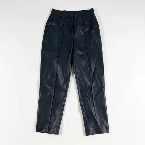 Rebecca Taylor Faux Vegan Leather High Waisted Skinny Ankle Crop Pants Black 8