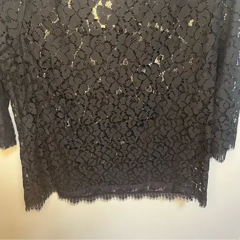 Anthropologie Weston Wear Black Sheer Lace Top 3/4 Sleeve Small Whimsigoth