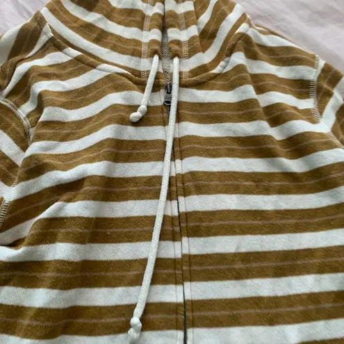 yellow striped zip up hoodie Size L